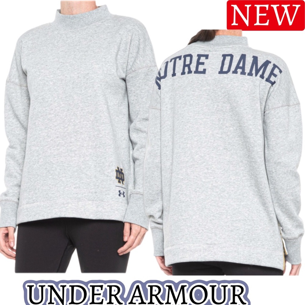 🛑CLEARANCE‼️ 🆕 Under Armour Norte Dame Fleece mock neck Sweatshirt Gray